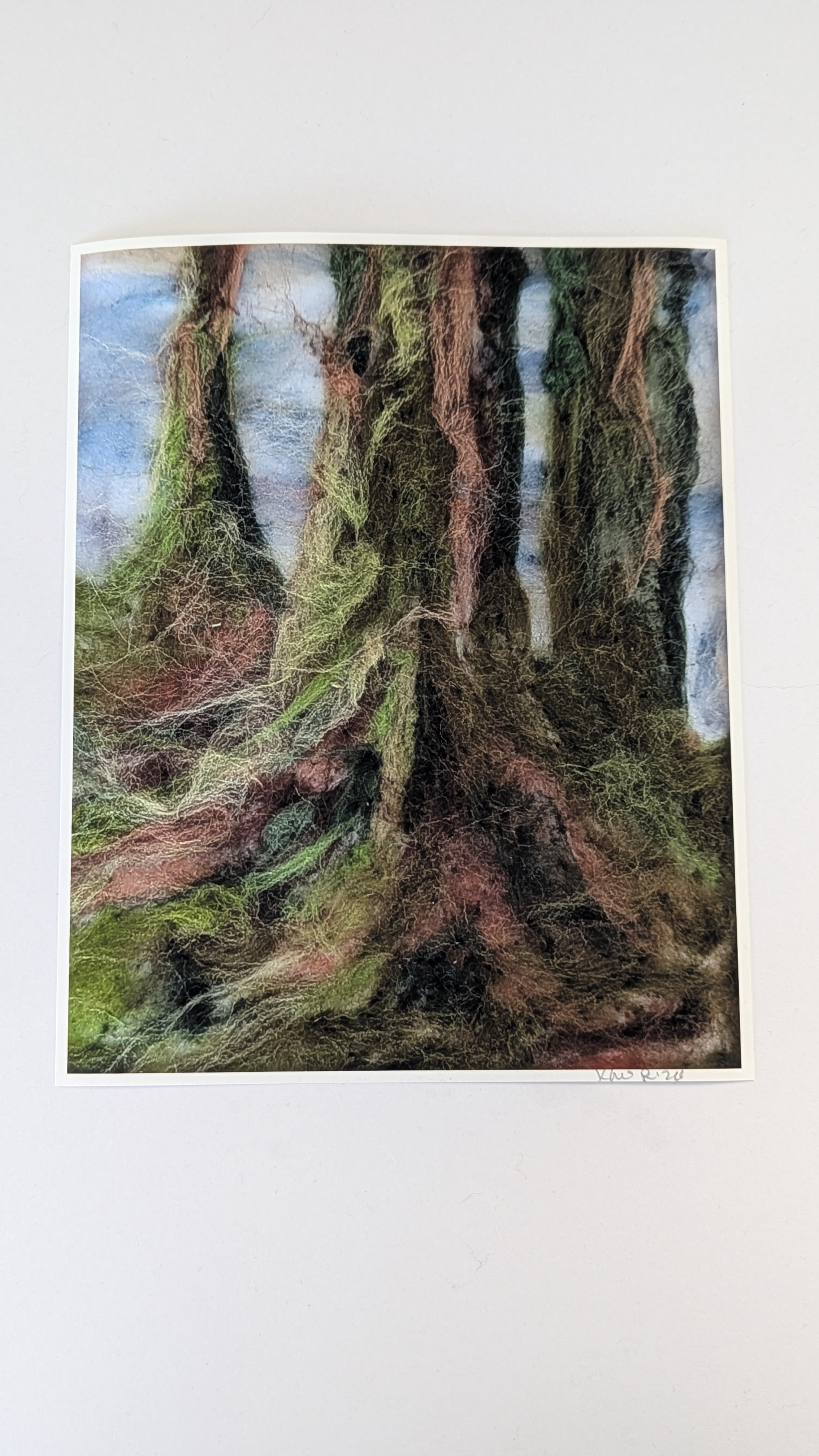 Mossy Forest Roots Print – Needle Felted Tree Art – Woodland Wall Decor – Nature Fiber Art – Cozy Cottagecore Landscape