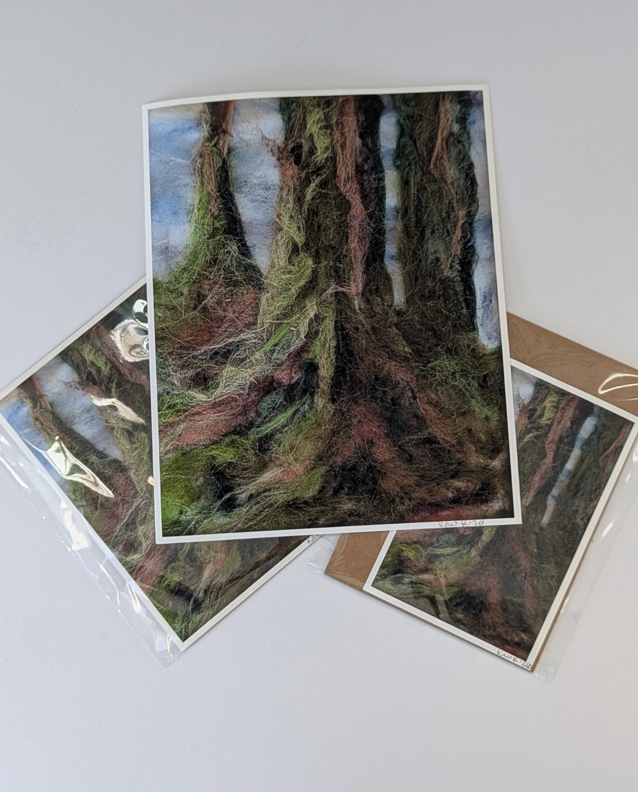 Mossy Forest Roots Print – Needle Felted Tree Art – Woodland Wall Decor – Nature Fiber Art – Cozy Cottagecore Landscape