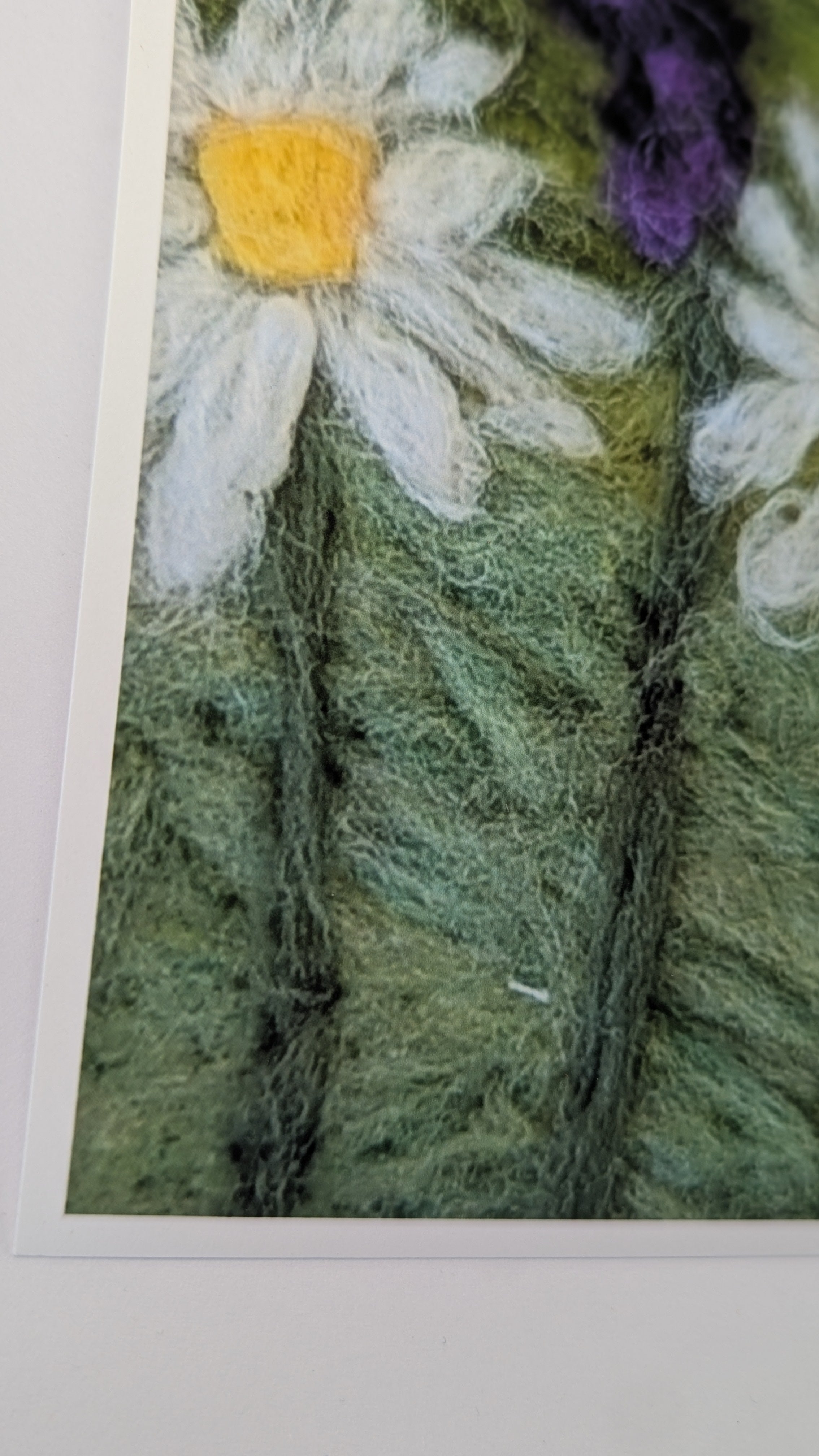Daisy Meadow Print – Needle Felted Flower Landscape – Cottagecore Wall Art – Wildflower Field – Nature Fiber Art Print