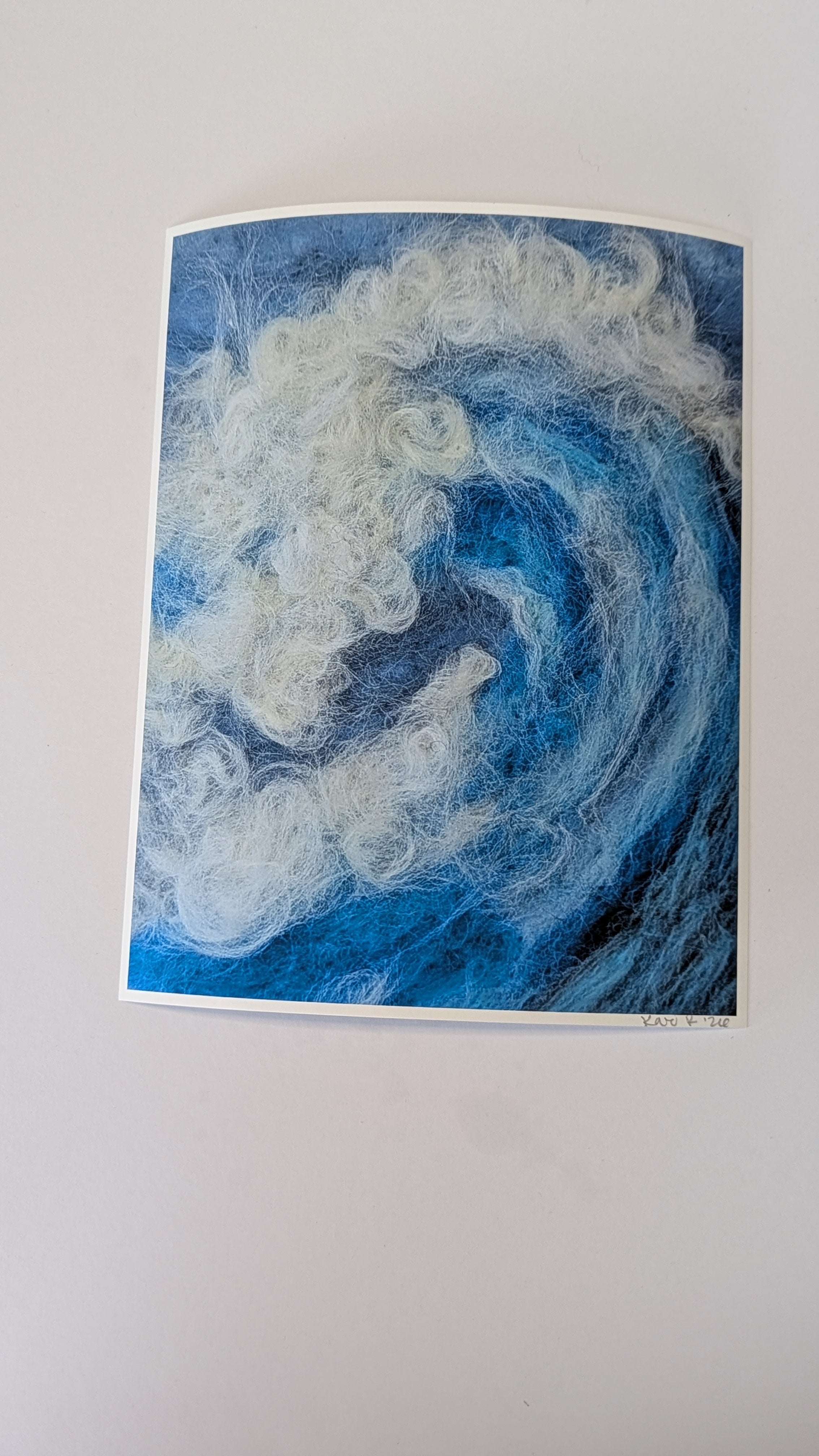 Ocean Wave Needle Felted Art Print – Blue Coastal Wall Art, Signed Seascape