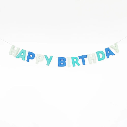 Blue Happy Birthday Felt Garland - Izzy Lou Art