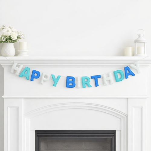 Blue Happy Birthday Felt Garland - Izzy Lou Art